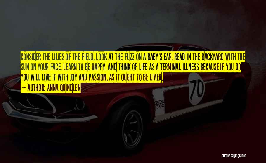 Anna Quindlen Quotes: Consider The Lilies Of The Field. Look At The Fuzz On A Baby's Ear. Read In The Backyard With The