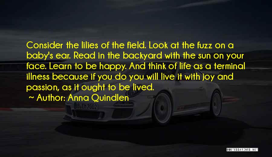 Anna Quindlen Quotes: Consider The Lilies Of The Field. Look At The Fuzz On A Baby's Ear. Read In The Backyard With The