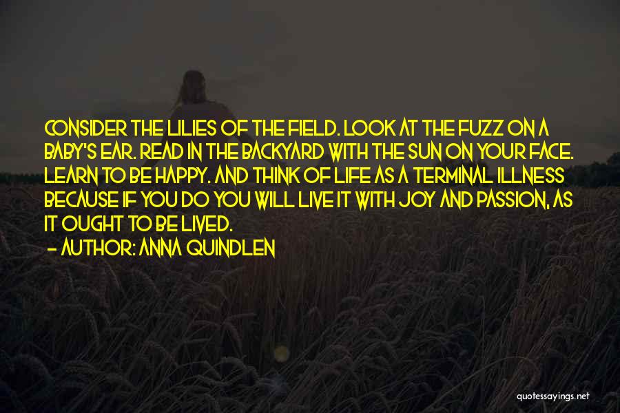 Anna Quindlen Quotes: Consider The Lilies Of The Field. Look At The Fuzz On A Baby's Ear. Read In The Backyard With The