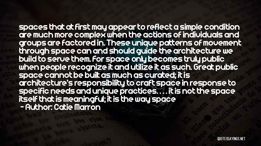 Catie Marron Quotes: Spaces That At First May Appear To Reflect A Simple Condition Are Much More Complex When The Actions Of Individuals