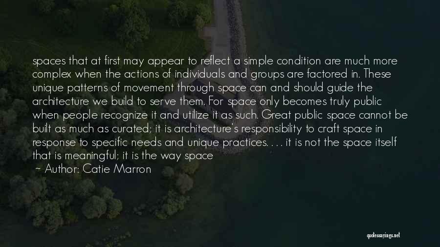 Catie Marron Quotes: Spaces That At First May Appear To Reflect A Simple Condition Are Much More Complex When The Actions Of Individuals