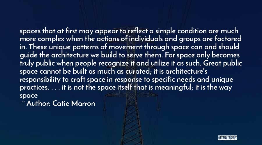 Catie Marron Quotes: Spaces That At First May Appear To Reflect A Simple Condition Are Much More Complex When The Actions Of Individuals