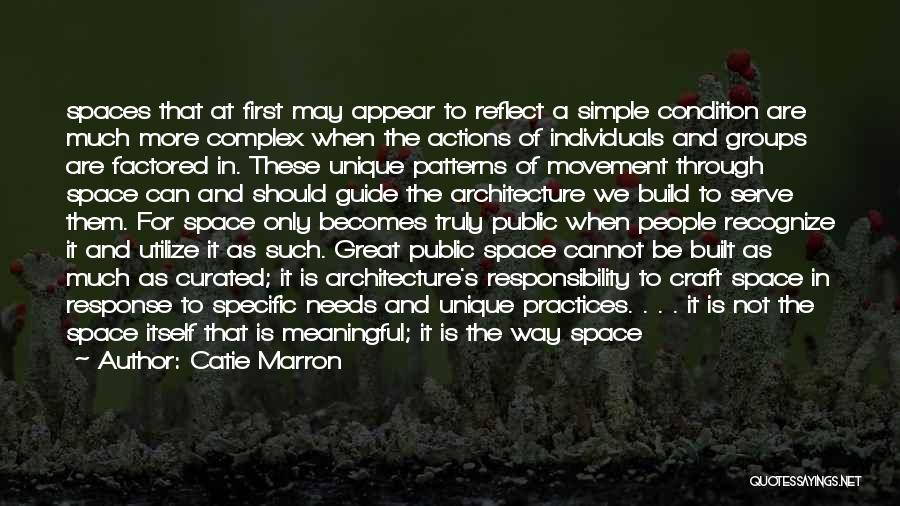 Catie Marron Quotes: Spaces That At First May Appear To Reflect A Simple Condition Are Much More Complex When The Actions Of Individuals