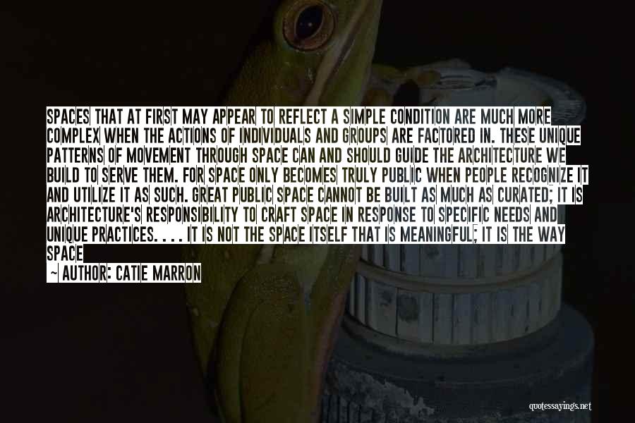 Catie Marron Quotes: Spaces That At First May Appear To Reflect A Simple Condition Are Much More Complex When The Actions Of Individuals