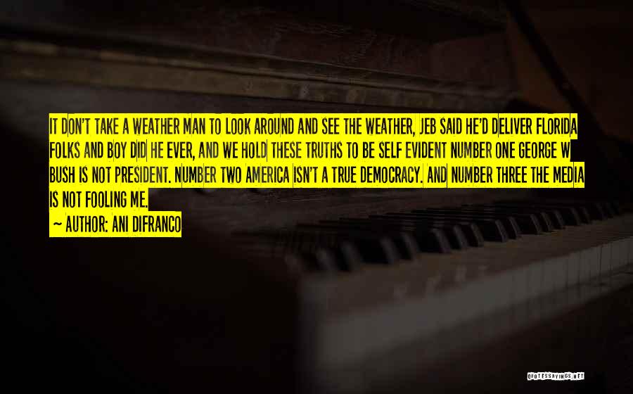 Ani DiFranco Quotes: It Don't Take A Weather Man To Look Around And See The Weather, Jeb Said He'd Deliver Florida Folks And