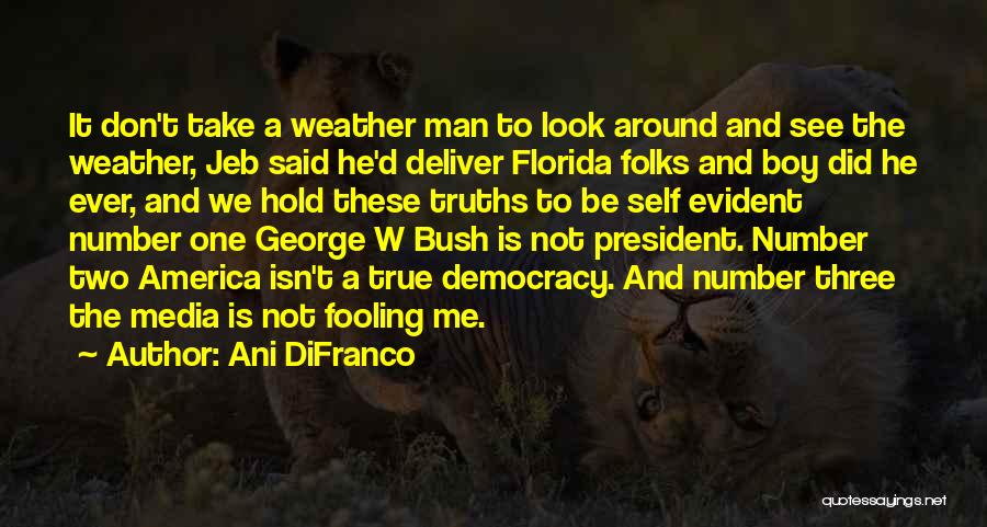 Ani DiFranco Quotes: It Don't Take A Weather Man To Look Around And See The Weather, Jeb Said He'd Deliver Florida Folks And