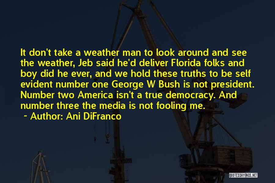 Ani DiFranco Quotes: It Don't Take A Weather Man To Look Around And See The Weather, Jeb Said He'd Deliver Florida Folks And