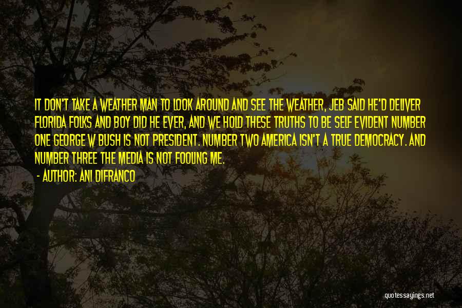 Ani DiFranco Quotes: It Don't Take A Weather Man To Look Around And See The Weather, Jeb Said He'd Deliver Florida Folks And