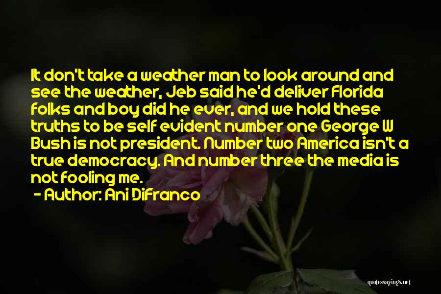 Ani DiFranco Quotes: It Don't Take A Weather Man To Look Around And See The Weather, Jeb Said He'd Deliver Florida Folks And