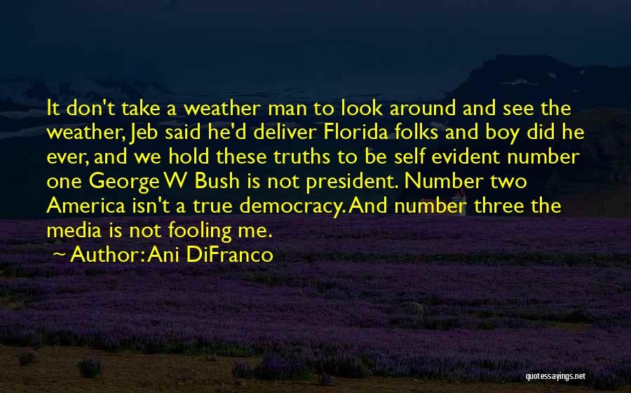 Ani DiFranco Quotes: It Don't Take A Weather Man To Look Around And See The Weather, Jeb Said He'd Deliver Florida Folks And