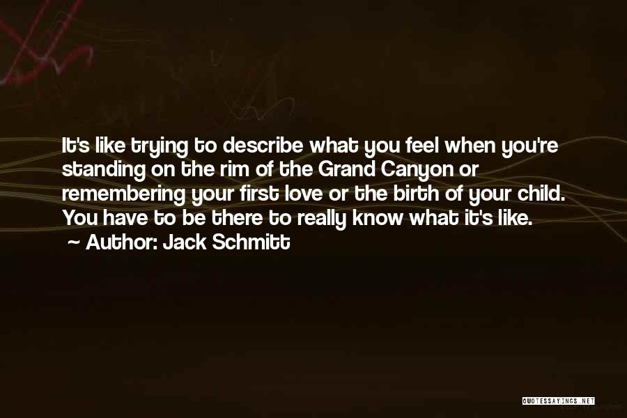 Jack Schmitt Quotes: It's Like Trying To Describe What You Feel When You're Standing On The Rim Of The Grand Canyon Or Remembering