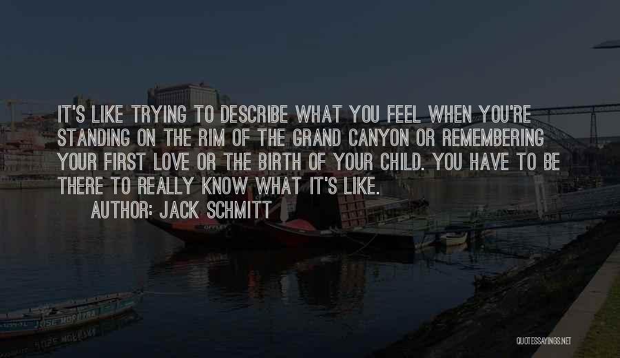 Jack Schmitt Quotes: It's Like Trying To Describe What You Feel When You're Standing On The Rim Of The Grand Canyon Or Remembering