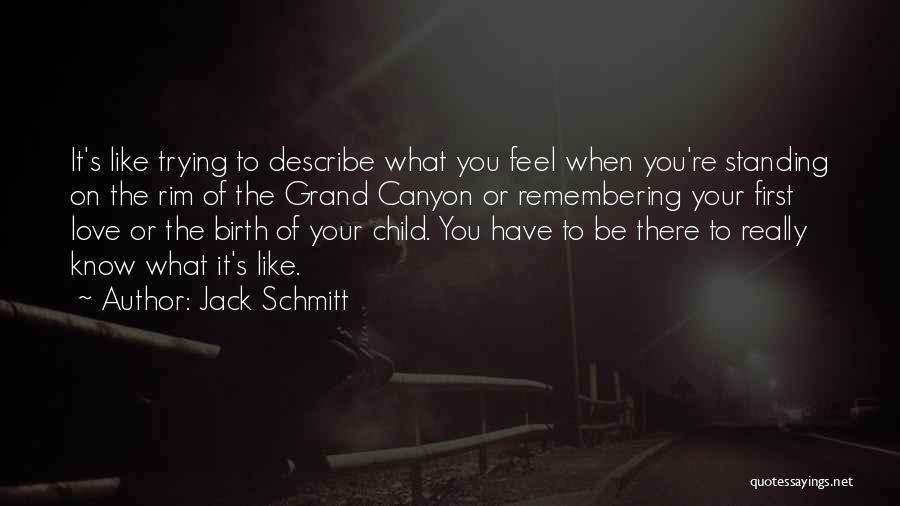 Jack Schmitt Quotes: It's Like Trying To Describe What You Feel When You're Standing On The Rim Of The Grand Canyon Or Remembering