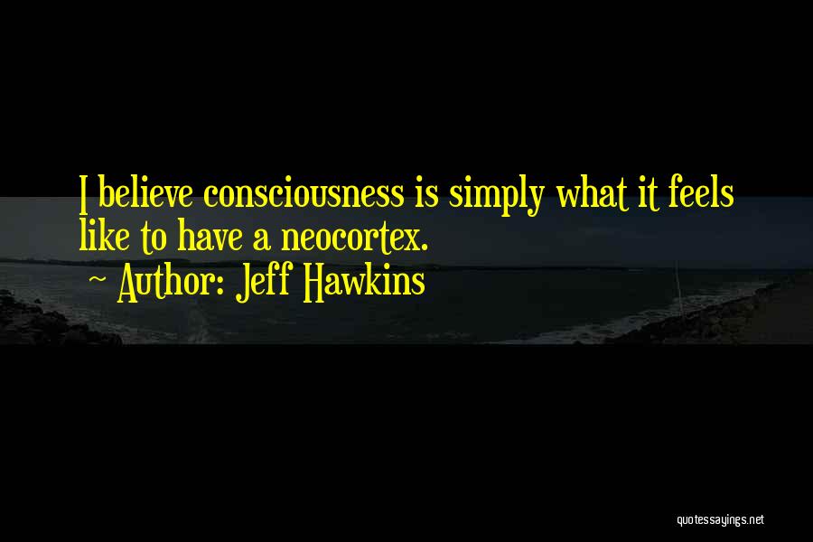 Jeff Hawkins Quotes: I Believe Consciousness Is Simply What It Feels Like To Have A Neocortex.