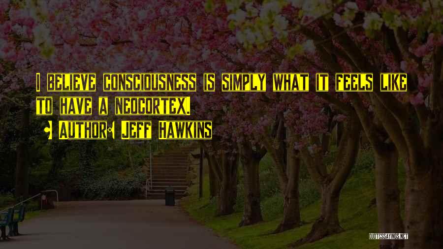 Jeff Hawkins Quotes: I Believe Consciousness Is Simply What It Feels Like To Have A Neocortex.