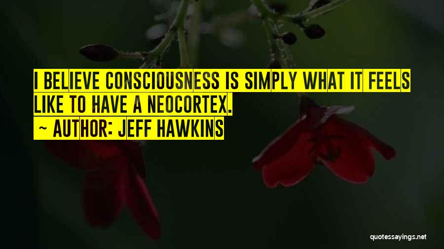 Jeff Hawkins Quotes: I Believe Consciousness Is Simply What It Feels Like To Have A Neocortex.