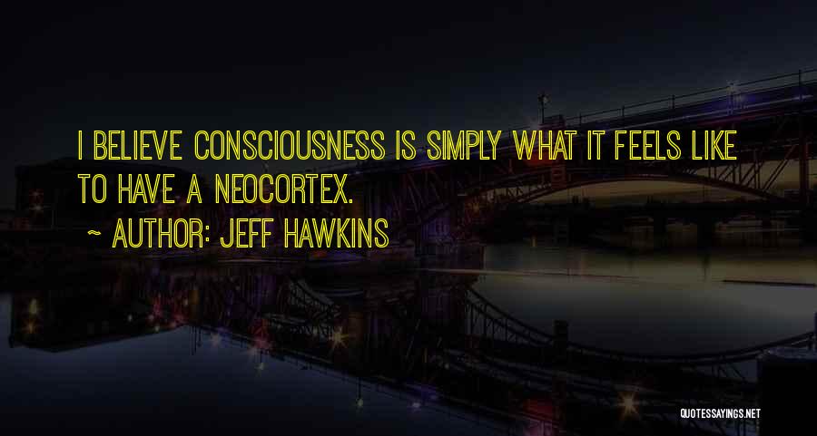 Jeff Hawkins Quotes: I Believe Consciousness Is Simply What It Feels Like To Have A Neocortex.