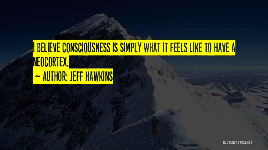 Jeff Hawkins Quotes: I Believe Consciousness Is Simply What It Feels Like To Have A Neocortex.