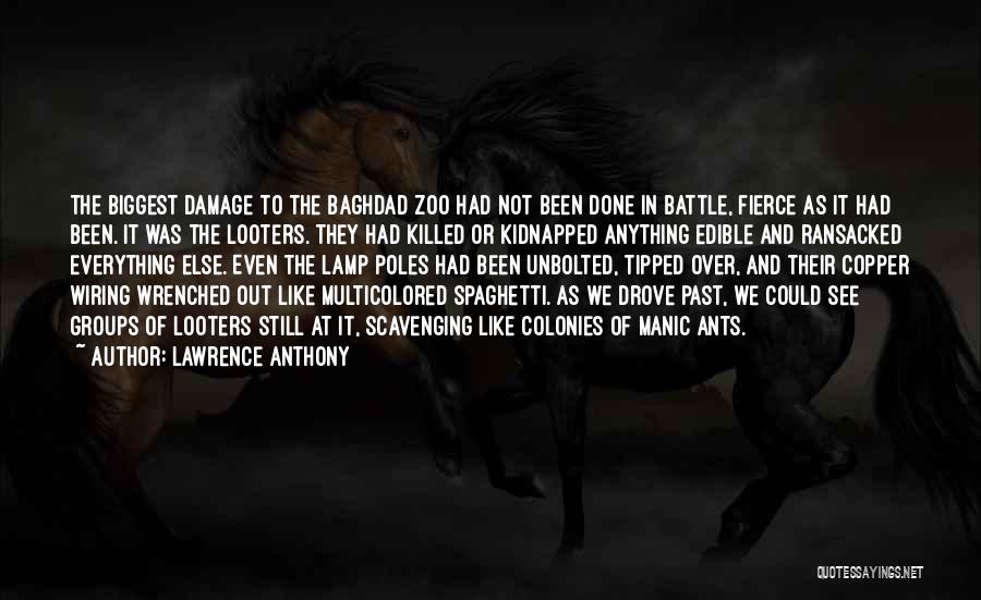 Lawrence Anthony Quotes: The Biggest Damage To The Baghdad Zoo Had Not Been Done In Battle, Fierce As It Had Been. It Was