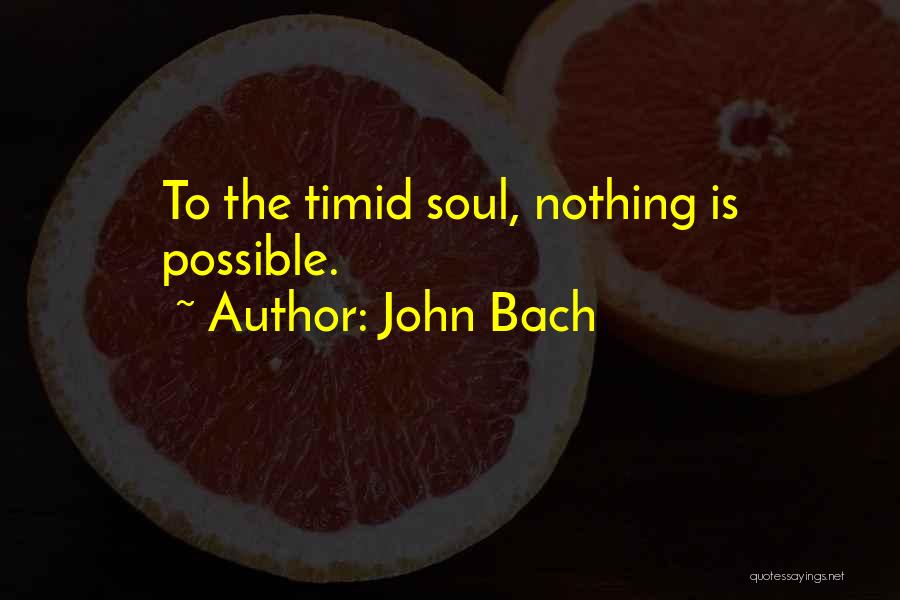 John Bach Quotes: To The Timid Soul, Nothing Is Possible.