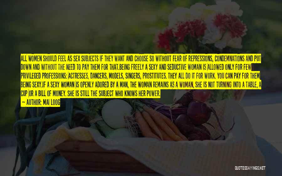 Mai Loog Quotes: All Women Should Feel As Sex Subjects If They Want And Choose So Without Fear Of Repressions, Condemnations And Put
