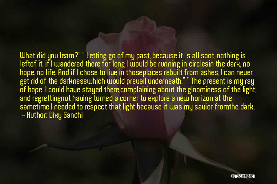 Dixy Gandhi Quotes: What Did You Learn?letting Go Of My Past, Because It's All Soot, Nothing Is Leftof It, If I Wandered There