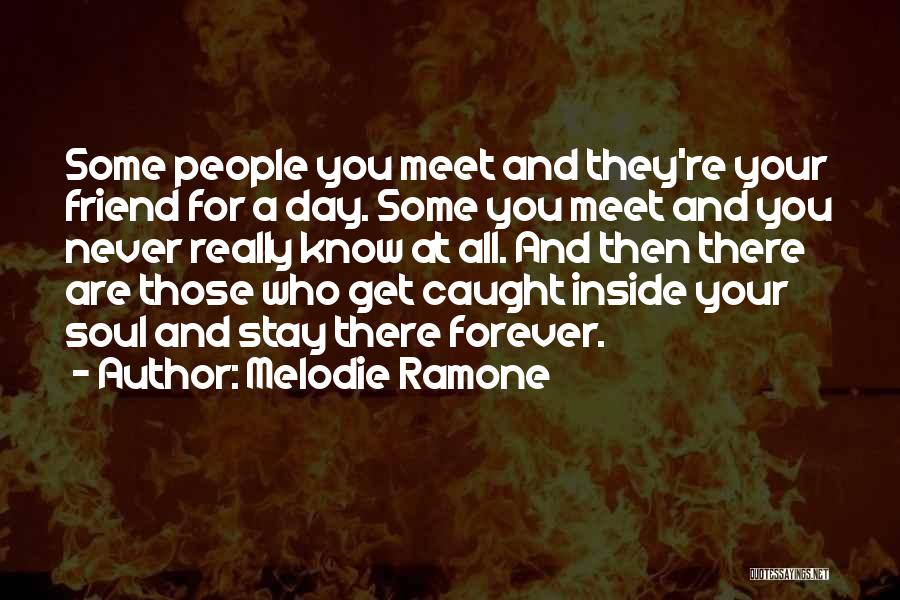 Melodie Ramone Quotes: Some People You Meet And They're Your Friend For A Day. Some You Meet And You Never Really Know At