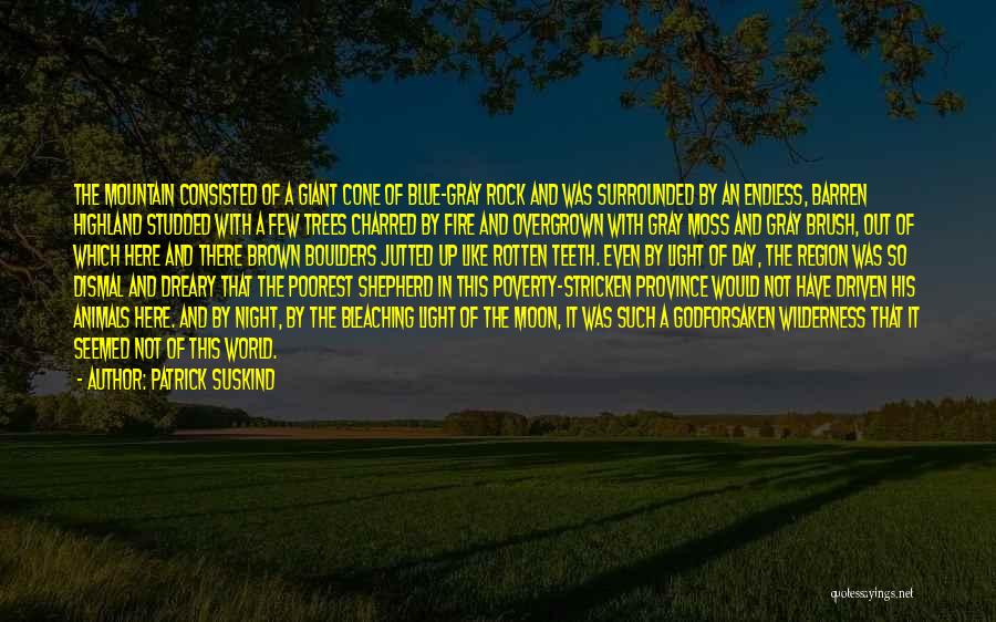 Patrick Suskind Quotes: The Mountain Consisted Of A Giant Cone Of Blue-gray Rock And Was Surrounded By An Endless, Barren Highland Studded With
