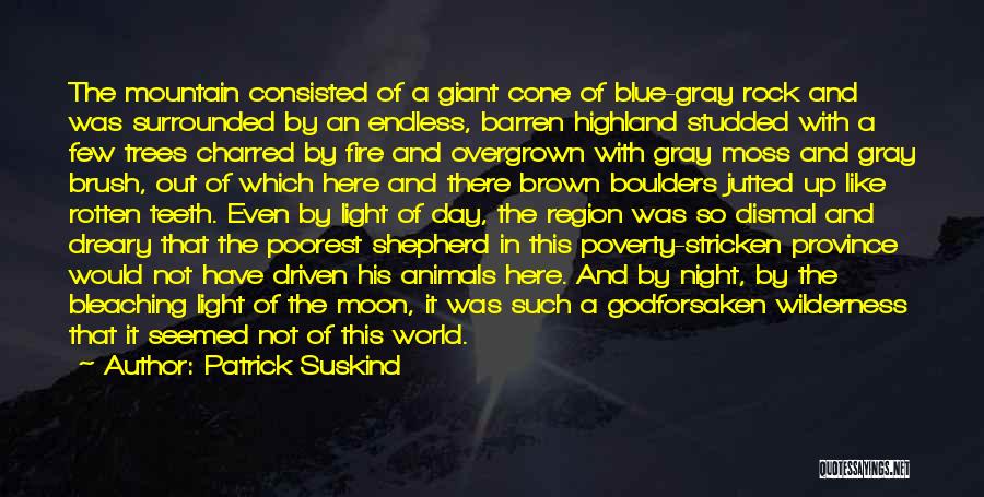 Patrick Suskind Quotes: The Mountain Consisted Of A Giant Cone Of Blue-gray Rock And Was Surrounded By An Endless, Barren Highland Studded With
