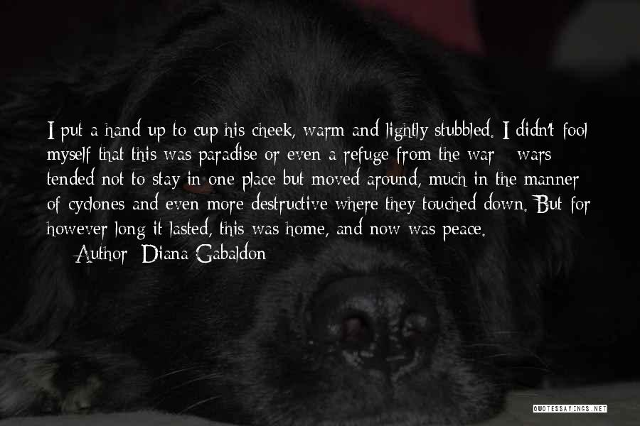 Diana Gabaldon Quotes: I Put A Hand Up To Cup His Cheek, Warm And Lightly Stubbled. I Didn't Fool Myself That This Was