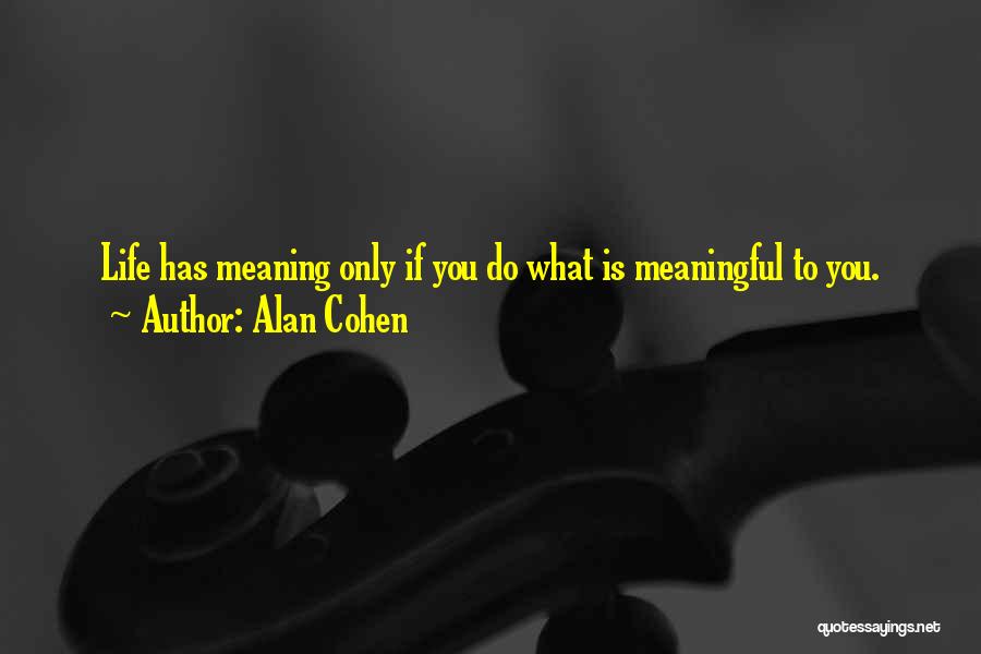 Alan Cohen Quotes: Life Has Meaning Only If You Do What Is Meaningful To You.