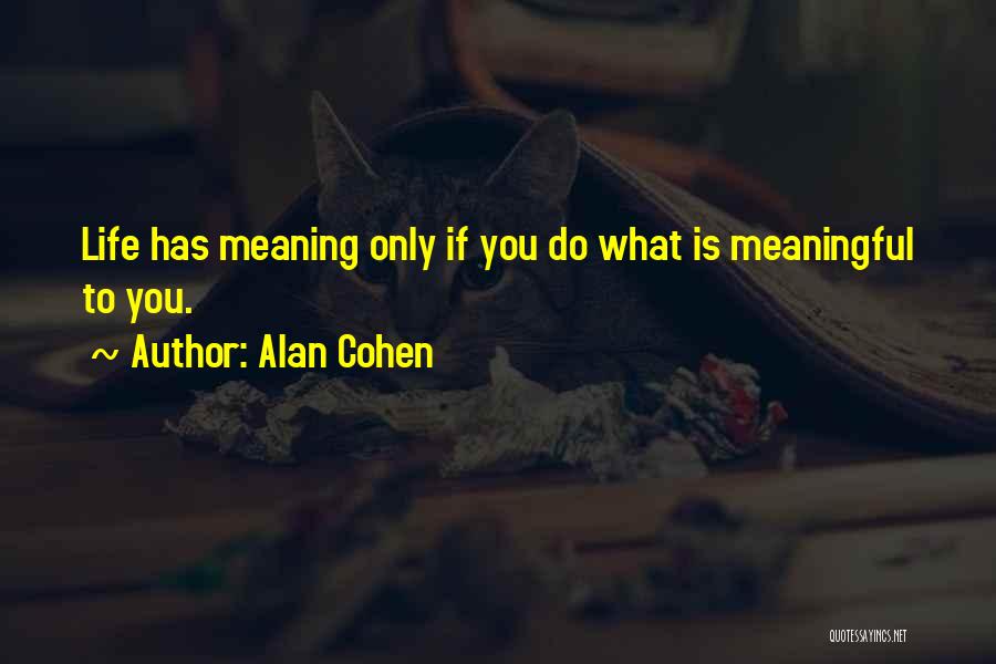 Alan Cohen Quotes: Life Has Meaning Only If You Do What Is Meaningful To You.