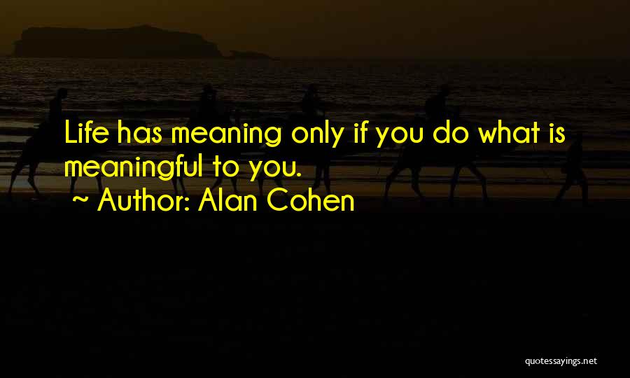 Alan Cohen Quotes: Life Has Meaning Only If You Do What Is Meaningful To You.