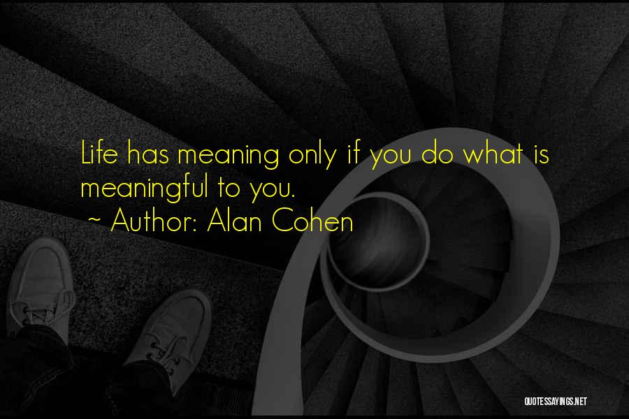 Alan Cohen Quotes: Life Has Meaning Only If You Do What Is Meaningful To You.