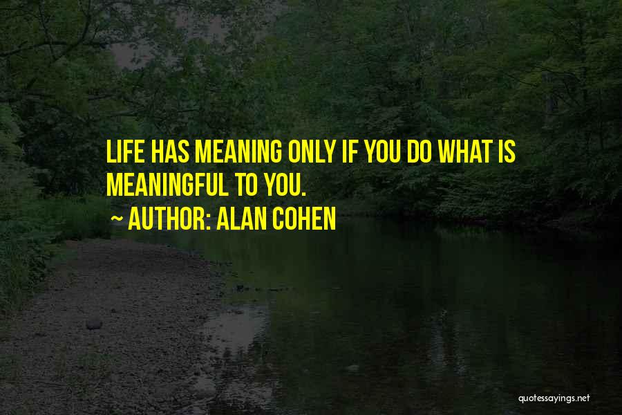 Alan Cohen Quotes: Life Has Meaning Only If You Do What Is Meaningful To You.