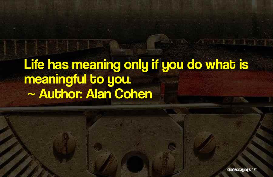 Alan Cohen Quotes: Life Has Meaning Only If You Do What Is Meaningful To You.