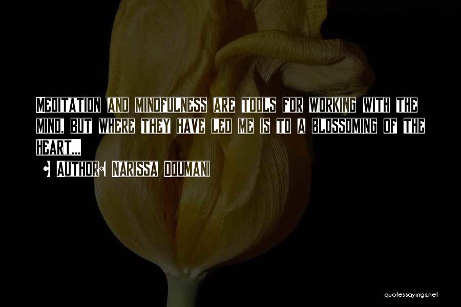 Narissa Doumani Quotes: Meditation And Mindfulness Are Tools For Working With The Mind, But Where They Have Led Me Is To A Blossoming