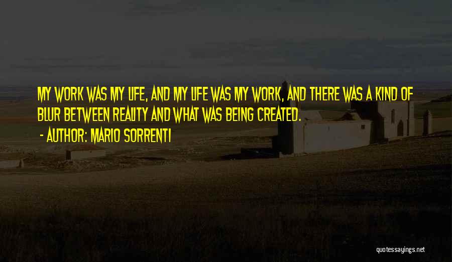 Mario Sorrenti Quotes: My Work Was My Life, And My Life Was My Work, And There Was A Kind Of Blur Between Reality