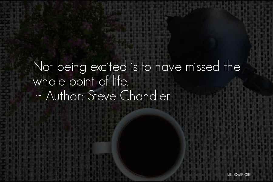 Steve Chandler Quotes: Not Being Excited Is To Have Missed The Whole Point Of Life.