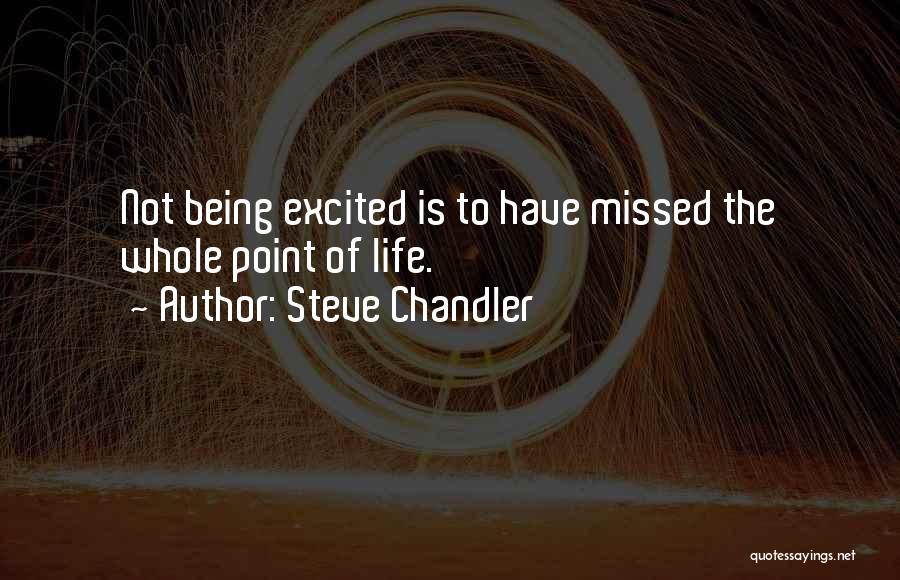 Steve Chandler Quotes: Not Being Excited Is To Have Missed The Whole Point Of Life.