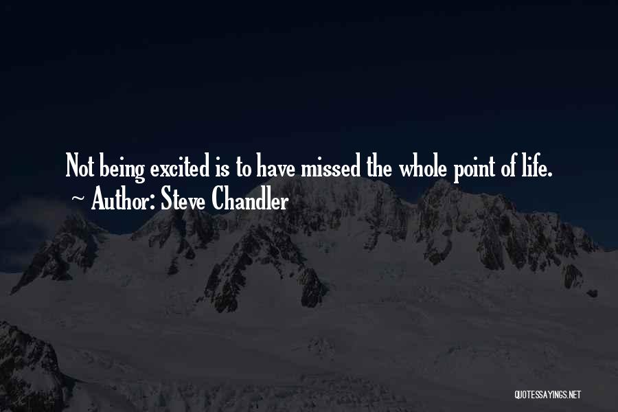 Steve Chandler Quotes: Not Being Excited Is To Have Missed The Whole Point Of Life.