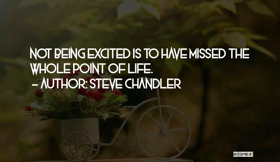 Steve Chandler Quotes: Not Being Excited Is To Have Missed The Whole Point Of Life.
