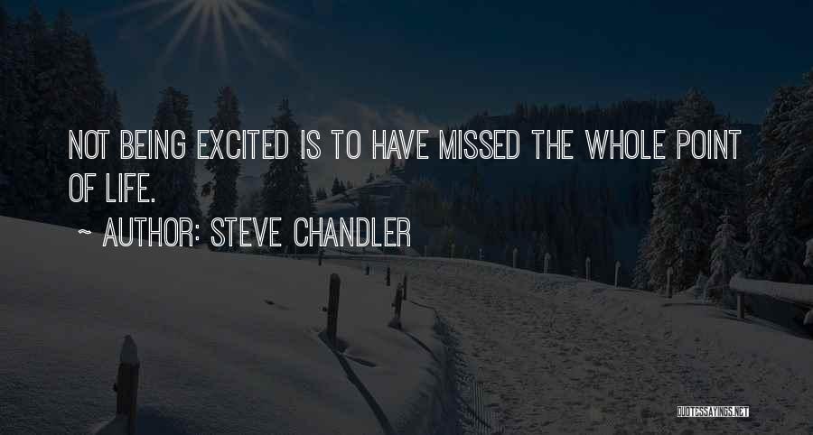 Steve Chandler Quotes: Not Being Excited Is To Have Missed The Whole Point Of Life.