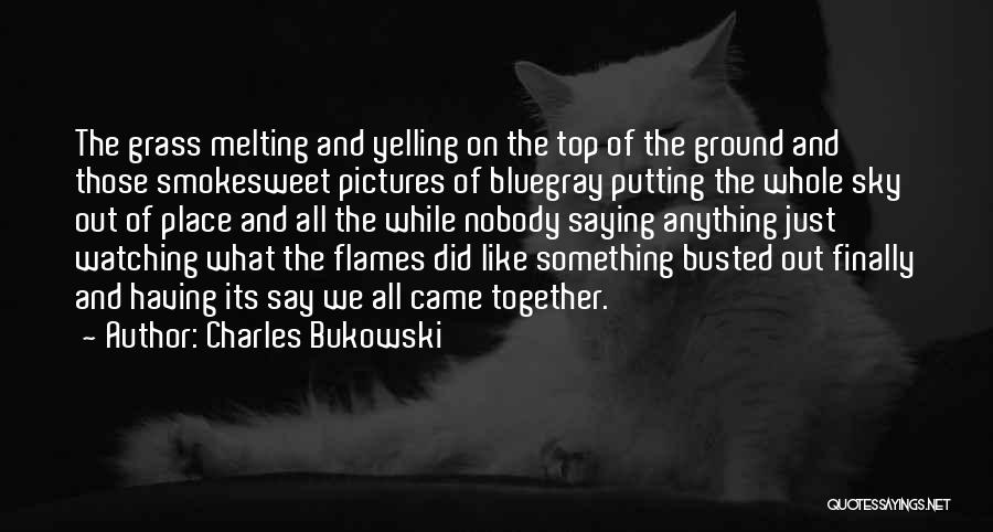 Charles Bukowski Quotes: The Grass Melting And Yelling On The Top Of The Ground And Those Smokesweet Pictures Of Bluegray Putting The Whole