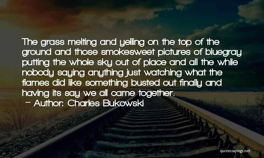 Charles Bukowski Quotes: The Grass Melting And Yelling On The Top Of The Ground And Those Smokesweet Pictures Of Bluegray Putting The Whole