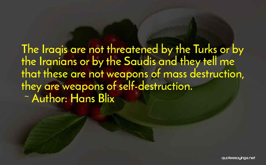 Hans Blix Quotes: The Iraqis Are Not Threatened By The Turks Or By The Iranians Or By The Saudis And They Tell Me
