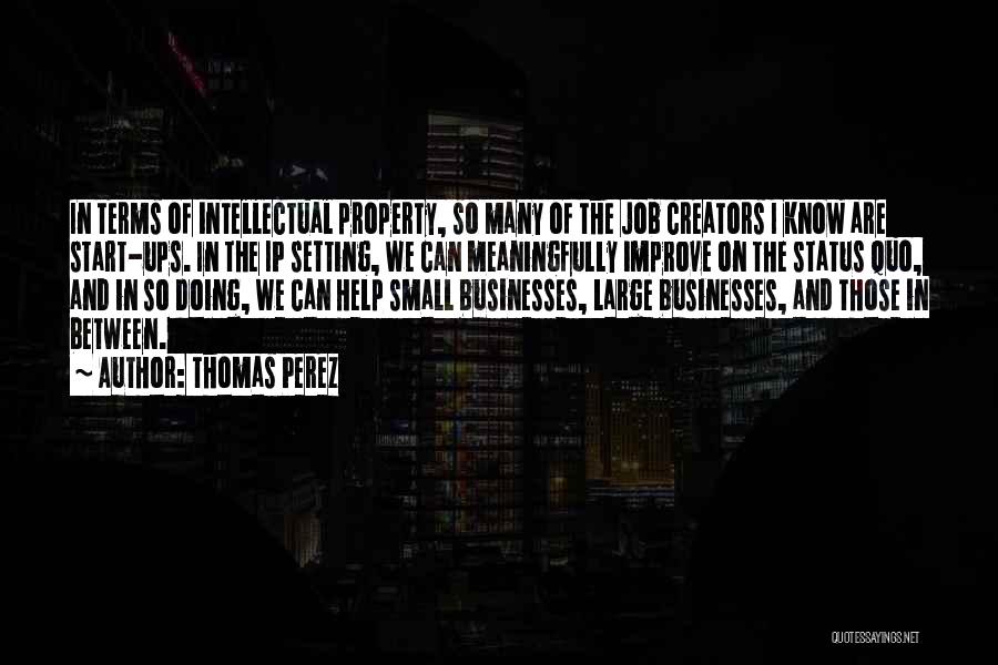 Thomas Perez Quotes: In Terms Of Intellectual Property, So Many Of The Job Creators I Know Are Start-ups. In The Ip Setting, We