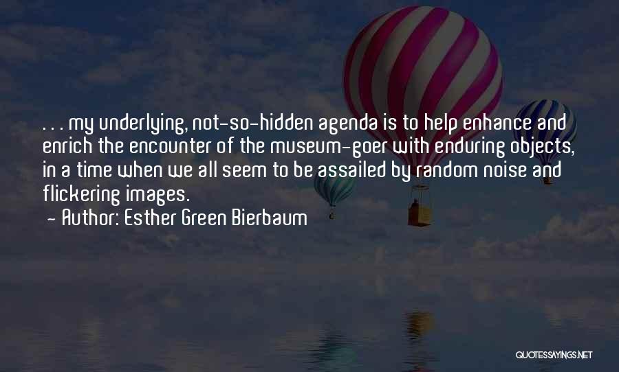 Esther Green Bierbaum Quotes: . . . My Underlying, Not-so-hidden Agenda Is To Help Enhance And Enrich The Encounter Of The Museum-goer With Enduring