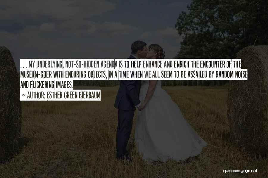Esther Green Bierbaum Quotes: . . . My Underlying, Not-so-hidden Agenda Is To Help Enhance And Enrich The Encounter Of The Museum-goer With Enduring