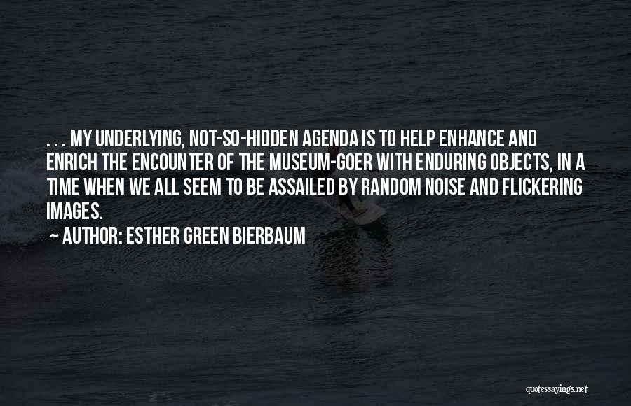 Esther Green Bierbaum Quotes: . . . My Underlying, Not-so-hidden Agenda Is To Help Enhance And Enrich The Encounter Of The Museum-goer With Enduring